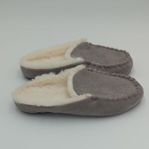 Gold Coast Women's Plush Slippers Faux Suede Small Gray Faux Fur New Slip On
